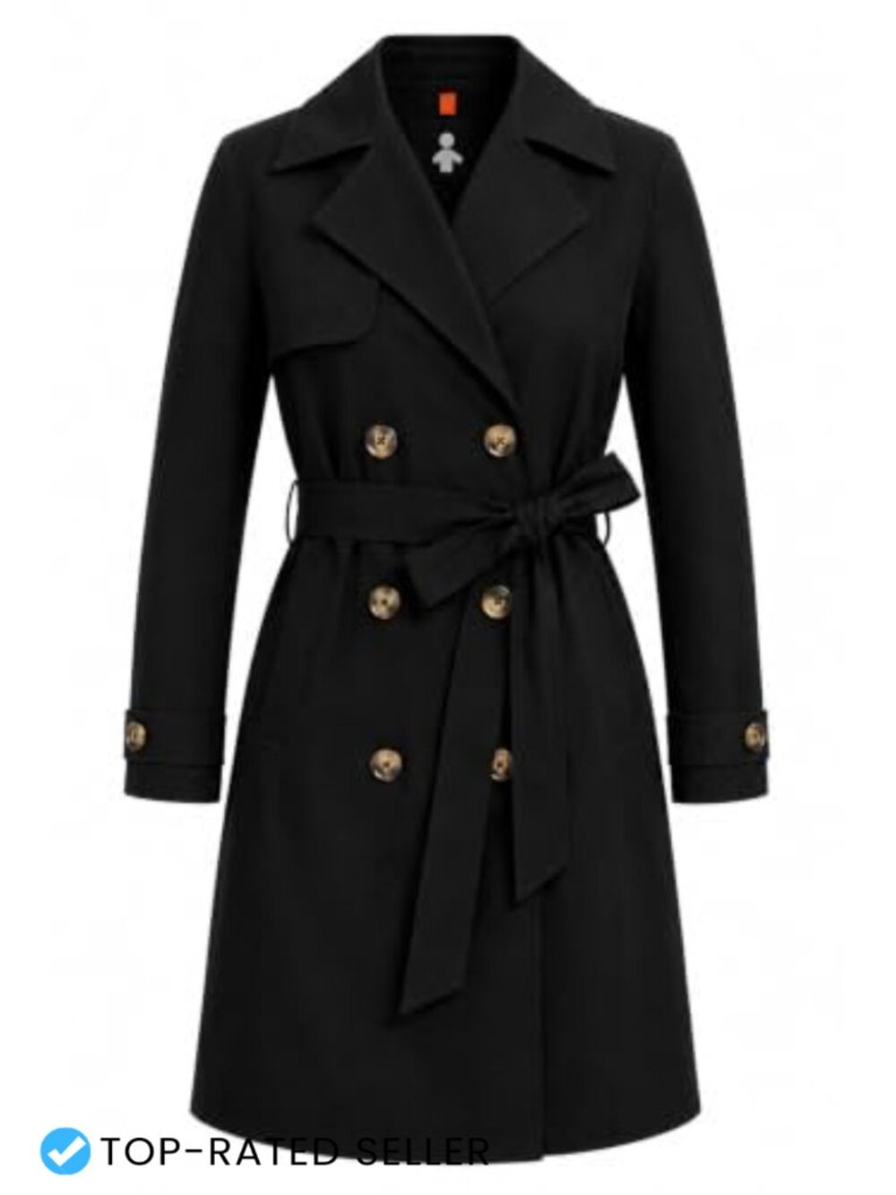 Women's Waterproof Long Trench Coat Double Breasted Belted